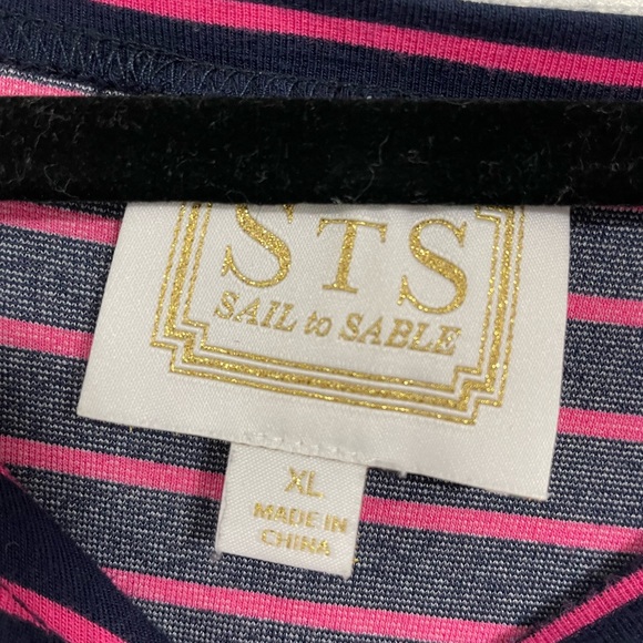 SAIL TO SABLE Navy and Pink Long Sleeve Shirt Dress Size XL - Picture 3 of 5